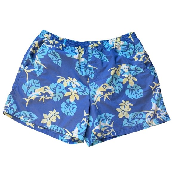 COLUMBIA MENS PLUSSIZE XXL 6L SWIM TRUNK FLORAL SHORT HAWAIIAN ADJUSTABLE POCKET - Picture 1 of 9